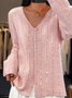 Women's Cardigan Sweater V Neck Ribbed Knit Polyester Sequins Patchwork Fall Winter Regular Party Going out Elegant Stylish Soft Long Sleeve