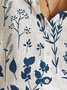Women's Shirt Blouse Linen Botanic Print Turn-down Collar Long Sleeve Casual Shirt Collar Regular Fit Spring Fall