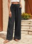 Women's Cotton Drawstring Elastic High Waist Wide Leg Casual Trousers with Wide Leg for Women and Elastic Waist Casual Daily Summer Spring Beach Pants