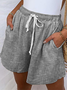 Cotton And Linen Striped Casual Loose Shorts