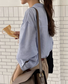 Shirt Collar Plain Casual Cotton-Blend Linen Style Blouse