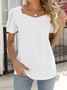 Women Plain Sweetheart Neckline Casual Short Sleeve T-shirt