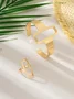 2pcs/set Minimalist Geometric Irregular Hollow Out Square Bangle And Ring Combination