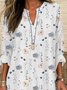 Loose Floral Notched Casual Shirt