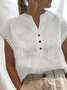 Cotton-Blend Plain Simple Linen Style Shirt