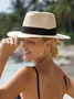 Boho Color-block Breathable Straw Hat For Vacation