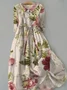 Shirt Collar Floral Vacation Linen Style Dress With Belt