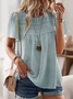 Loose Plain Casual Lace Shirt With No