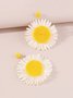 Boho Sunflower Raffia Braided Dangle Earrings