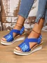 Synthetic Leather Vacation Geometric Slide Sandals