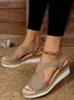 Synthetic Leather Vacation Geometric Slide Sandals