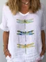 Simple Dragonfly Linen Style Shirt