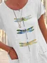 Dragonfly Loose Simple Linen Style Dress With No