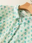 Shirt Collar Casual Polka Dots Linen Style Blouse