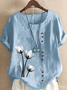 Casual Floral Crew Neck Loose Blouse