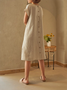 Crew Neck Cotton Casual Dress With No Belt