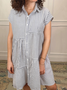 Polyester Cotton Plain Shawl Collar Casual Dress With No