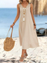 Cotton Loose Vacation Dress With No
