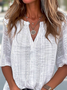 Women's Short Sleeve  White BlouseSummer  V Neck  Top