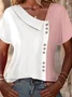 Loose Casual Color Block Blouse