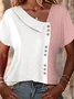 Loose Casual Color Block Blouse