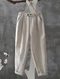 Women's Chinos Baggy Pants Cotton Side Pockets Baggy Mid Waist Ankle-Length