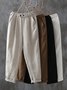 Women's Chinos Baggy Pants Cotton Side Pockets Baggy Mid Waist Ankle-Length