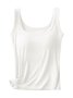 Casual Knitted Crew Neck Plain Tank Top