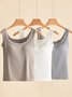 Casual Knitted Crew Neck Plain Tank Top