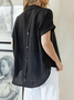 Plain Cotton Loose Vacation Blouse