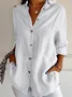 Women's Shirt Causal Tops Solid Color Cotton Linen Casual Daily Basic Long Sleeve Spring Fall