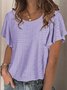 Women Plain Crew Neck Casual Short Sleeve T-shirt