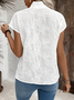 Women's Plain Embroidery Cotton And Linen Mock Neck Daily Going Out Casual Top