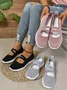 Casual Plain Mesh Fabric Wedge Heel Shallow Shoes