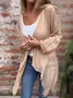 Cotton Plain Casual V Neck Kimono