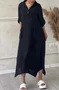 Casual Shawl Collar Plain Loose Dress With No