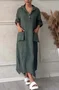 Casual Shawl Collar Plain Loose Dress With No