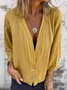 Casual Loose V Neck Buckle Blouse