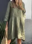 Loose Casual Cotton And Linen Plain Sweashirt Dress