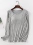 Women Plain Crew Neck Casual Long Sleeve T-shirt