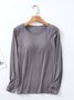 Women Plain Crew Neck Casual Long Sleeve T-shirt