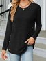 Women Plain Crew Neck Casual Long Sleeve T-shirt