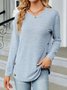 Women Plain Crew Neck Casual Long Sleeve T-shirt