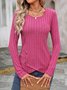 Women Plain Crew Neck Casual Long Sleeve T-shirt