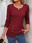 Women Plain Crew Neck Casual Long Sleeve T-shirt