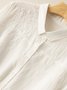 Shirt Collar Cotton And Linen Casual Blouse