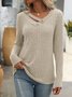 Women Plain V Neck Casual Long Sleeve T-shirt