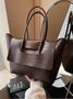 Crocodile Embossed Flip Cover Shoulder Bag Large Capacity Commuting Tote Bag