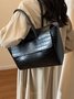 Crocodile Embossed Flip Cover Shoulder Bag Large Capacity Commuting Tote Bag