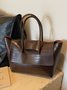 Crocodile Embossed Flip Cover Shoulder Bag Large Capacity Commuting Tote Bag